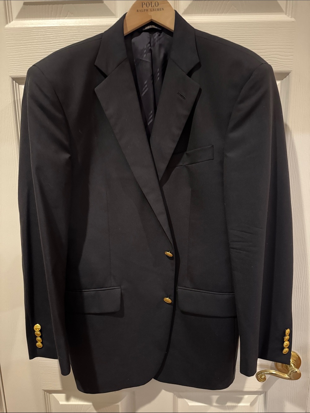 Brooks Brothers Navy Blazer of Loro Piana Fabric with Gold Buttons - Made in USA